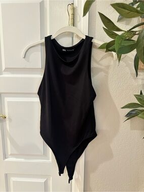 Zara Black High-Neck Sleeveless Bodysuit